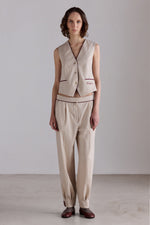 Balloon Trousers with Contrast Piping