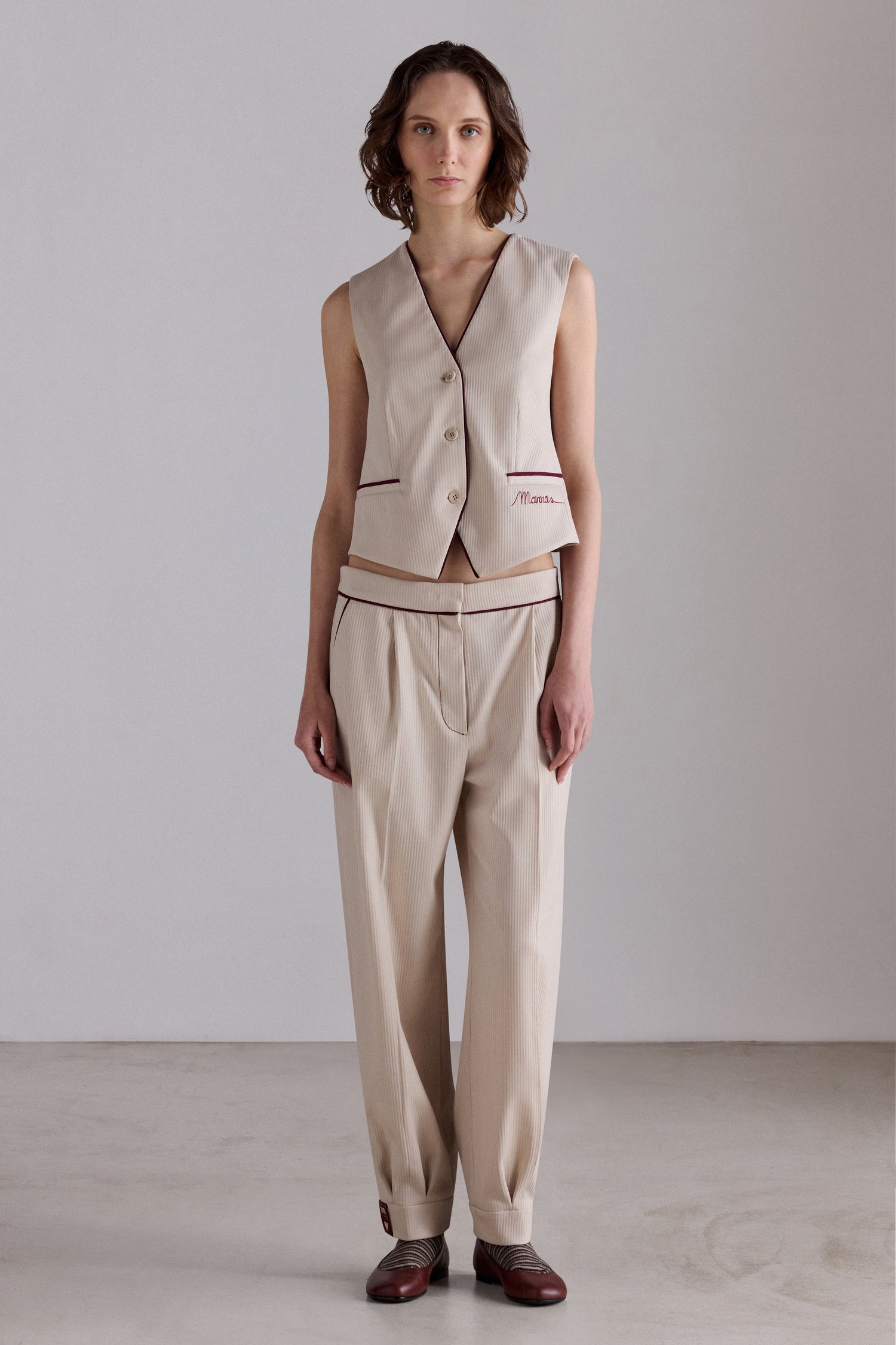 Balloon Trousers with Contrast Piping