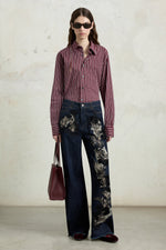 Embellished Wide-Leg Denim Jeans