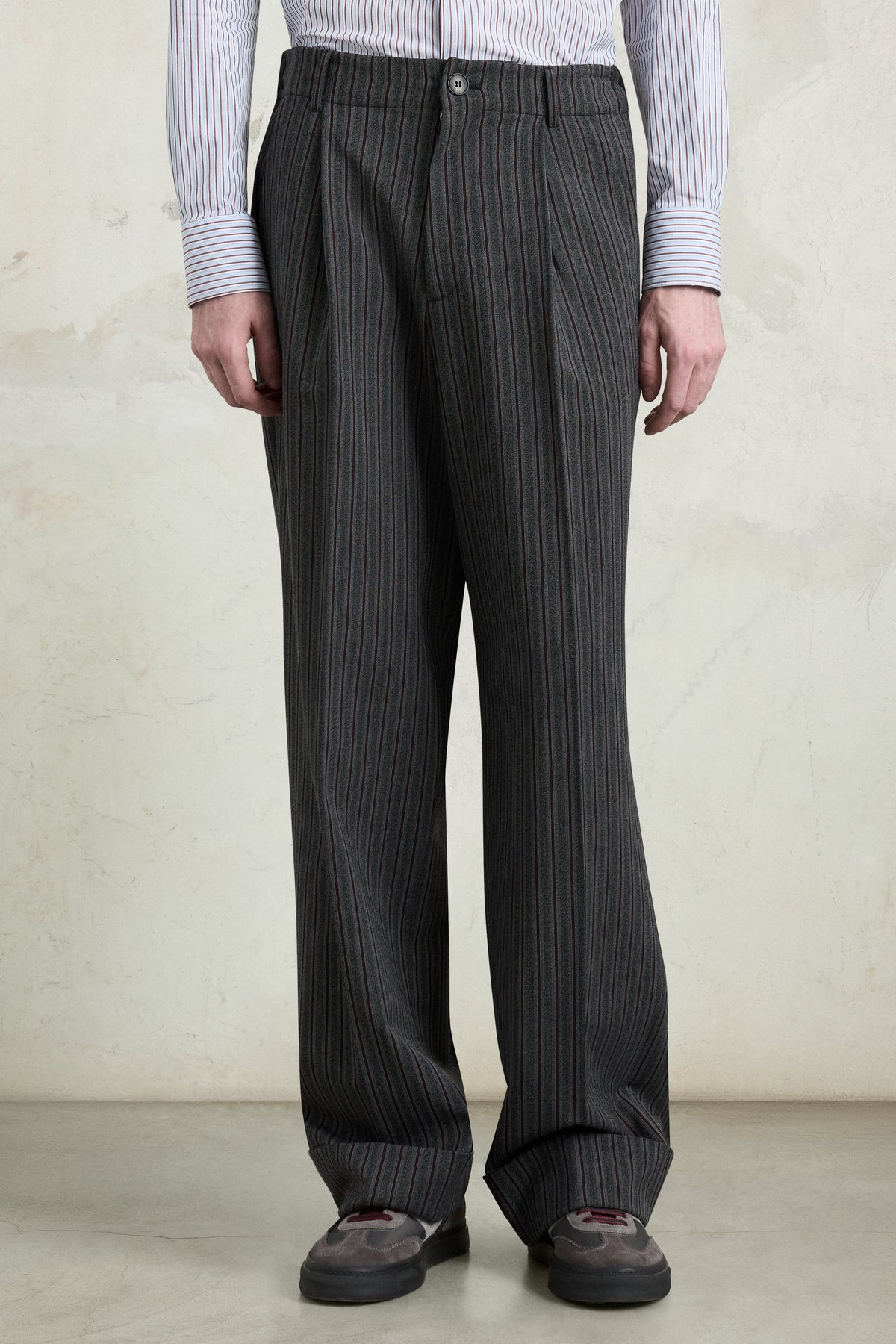 Wide-leg Pinstripe Trousers