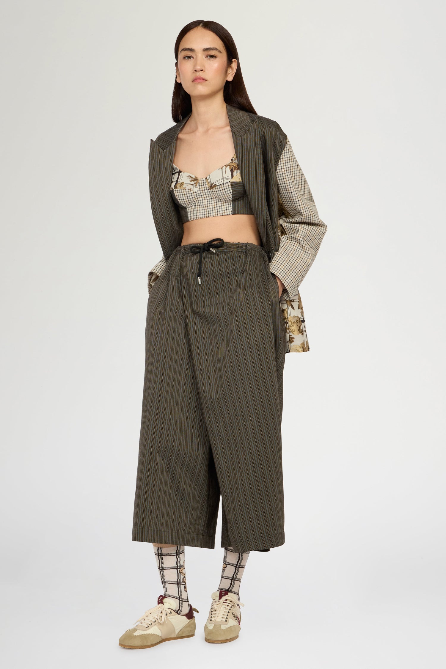 Wide Pinstripe Wrap Trousers