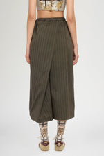 Wide Pinstripe Wrap Trousers