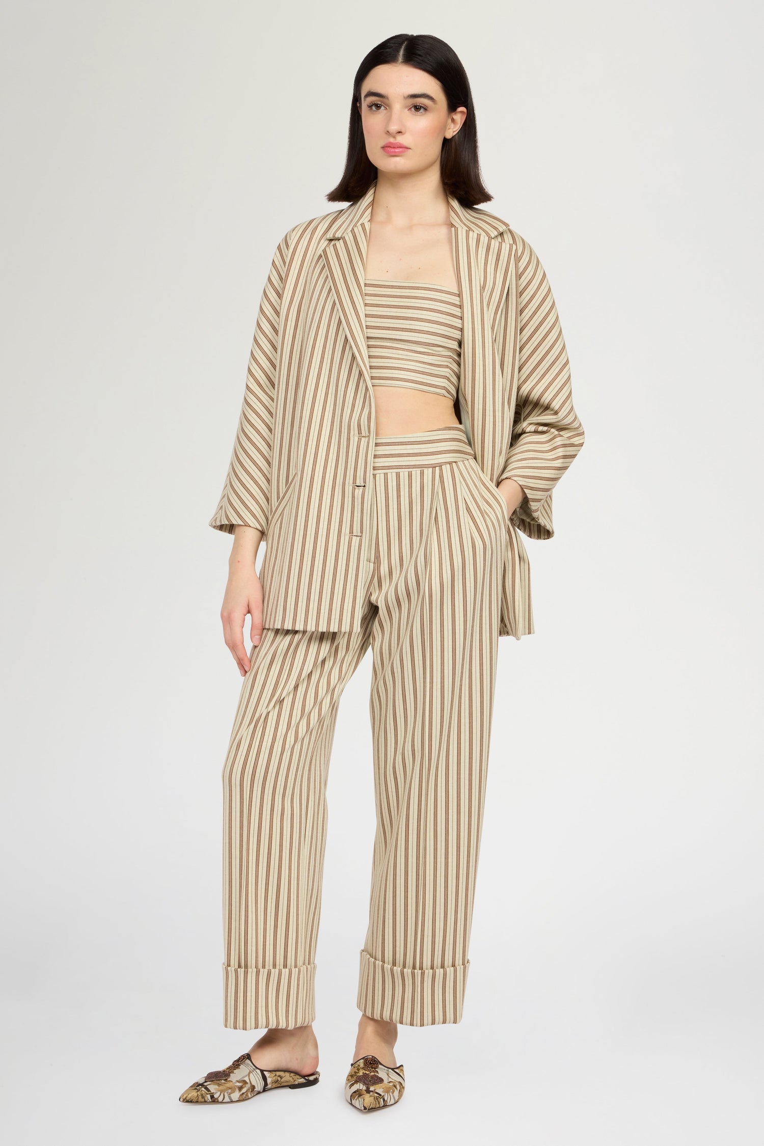 Striped Straight-Leg Pants