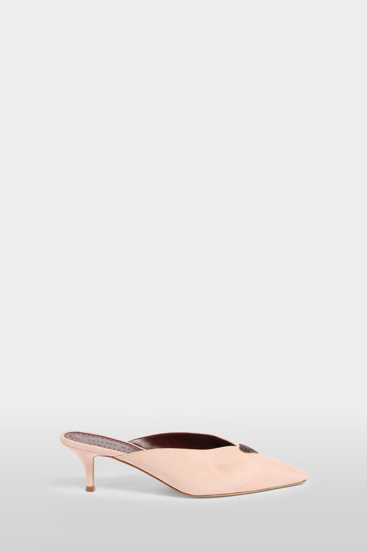 Heeled Suede Heart Mules