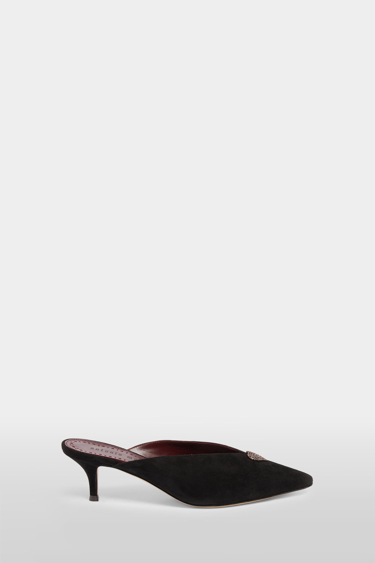 Heeled Suede Heart Mules