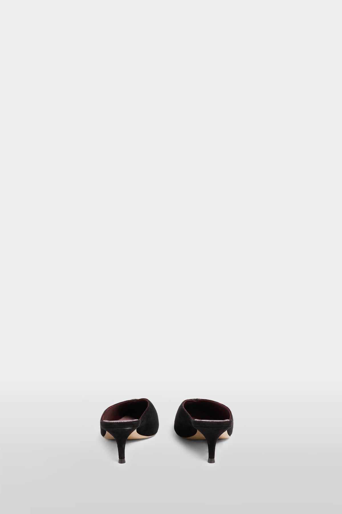 Heeled Suede Heart Mules