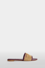 Burgundy Raffia Slide Sandals