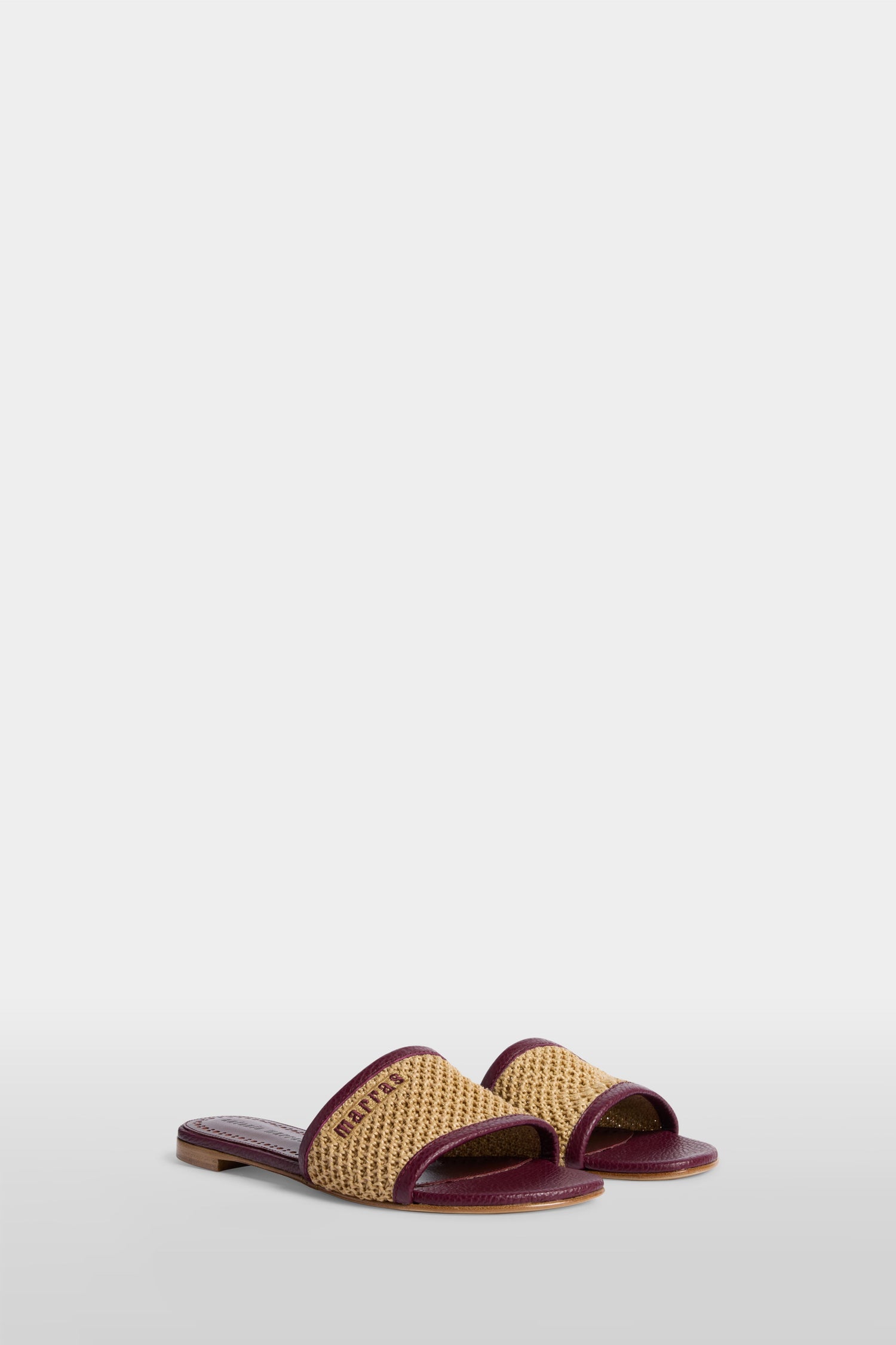 Burgundy Raffia Slide Sandals