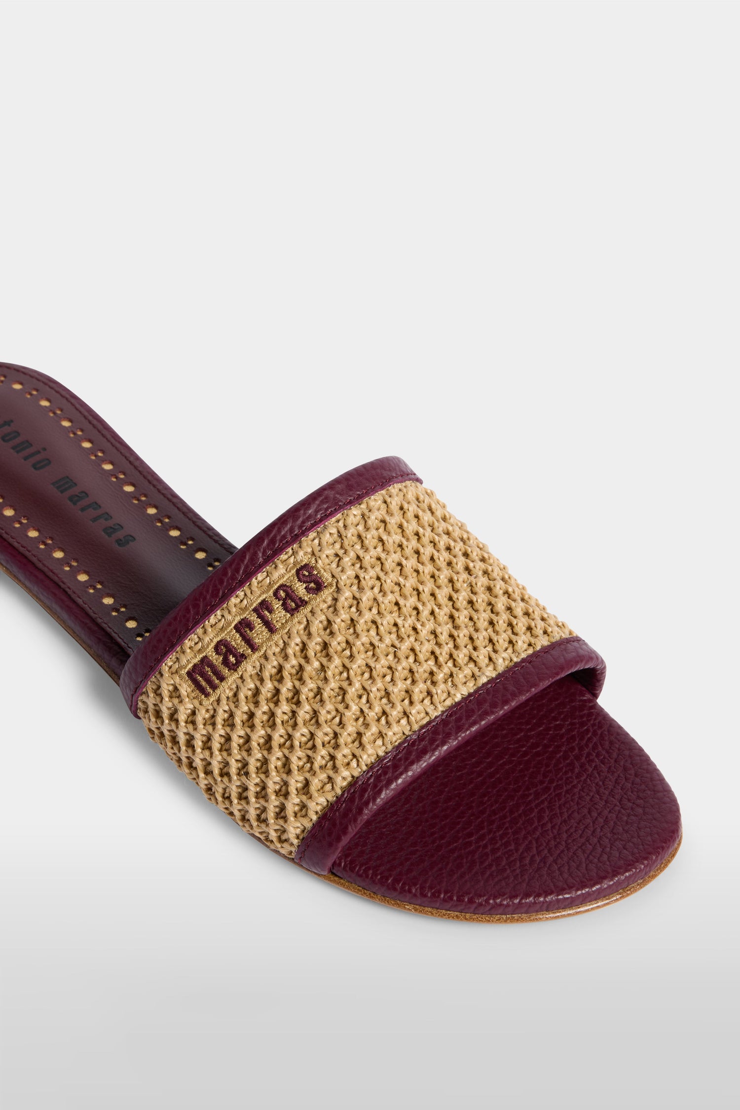 Burgundy Raffia Slide Sandals