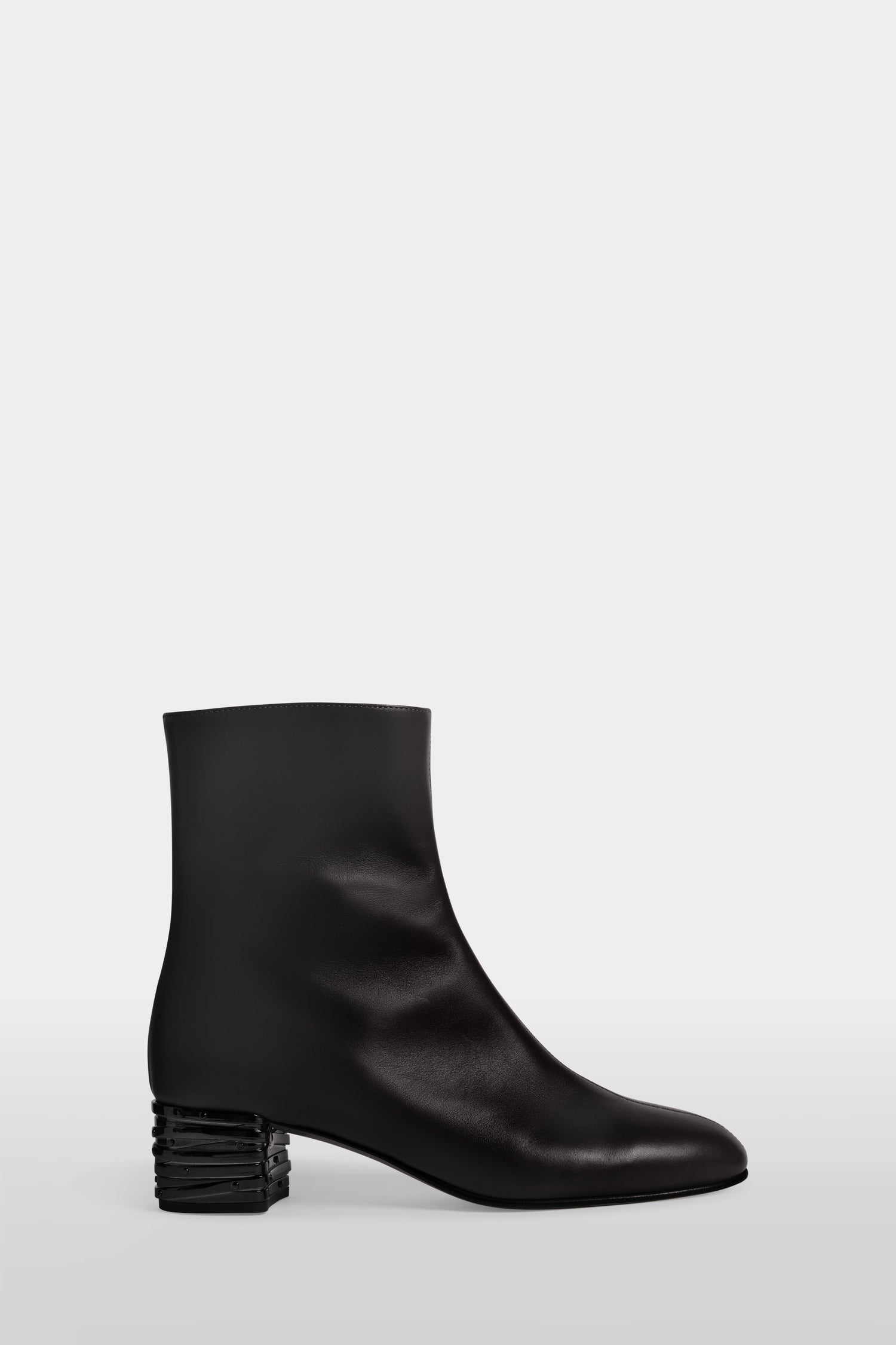 Leather Ankle Boots with Sculptural Heel