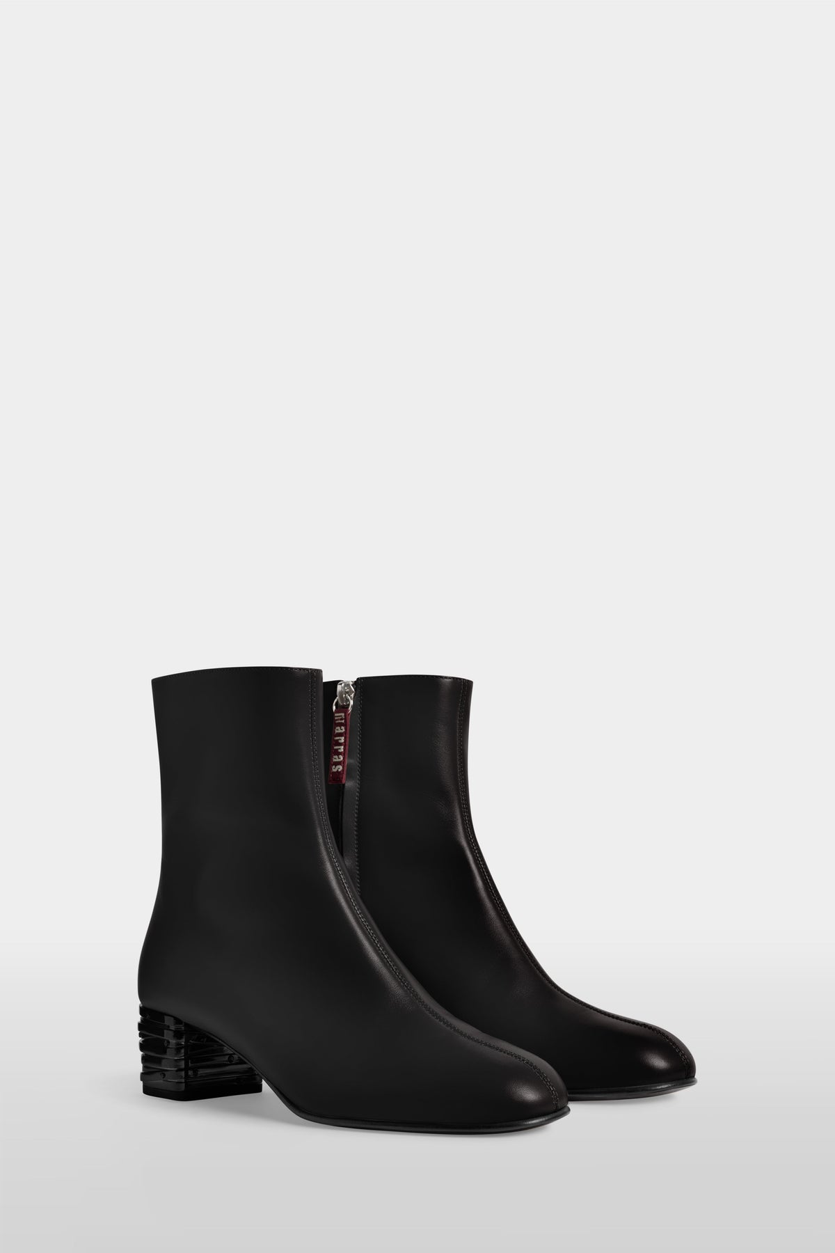 Leather Ankle Boots with Sculptural Heel