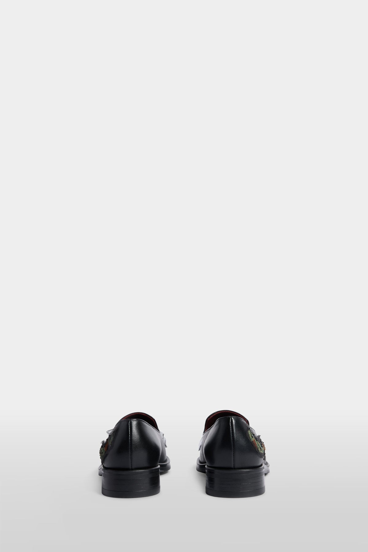 Floral Embroidered Leather Loafers
