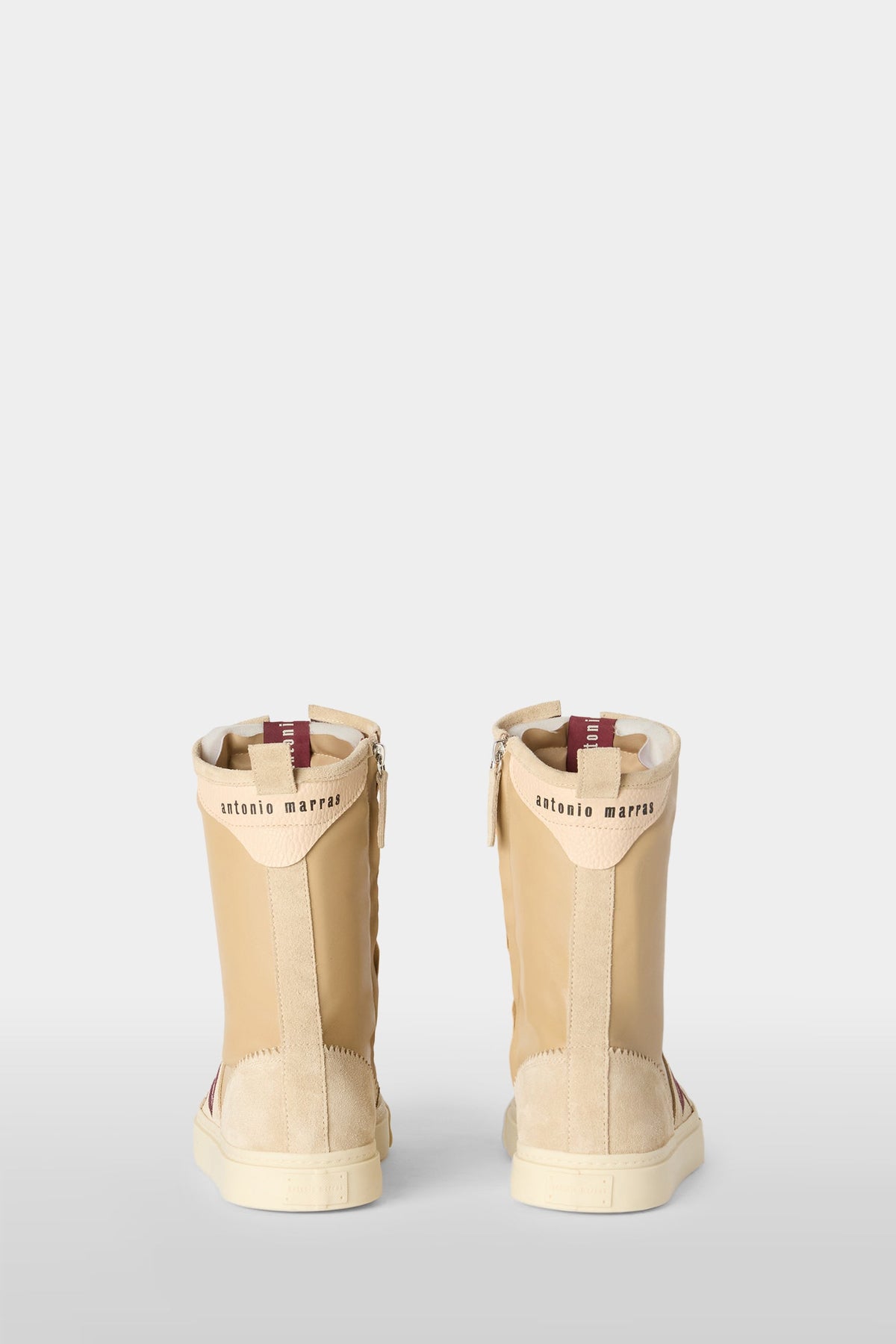 Beige Lace-Up Boots